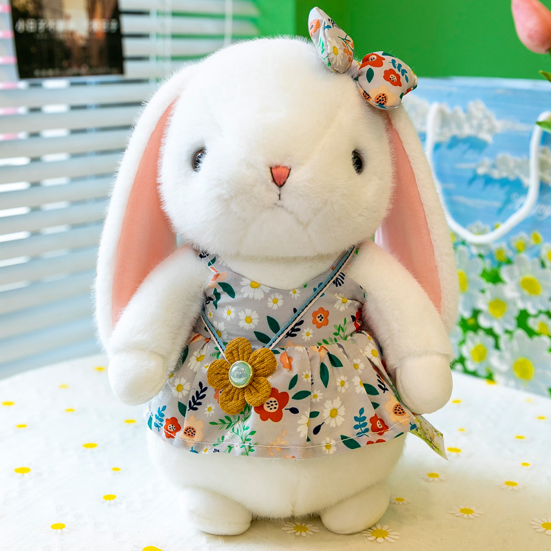 可愛小白兔毛絨玩具碎花裙兔子玩偶抓機布娃娃女生生日禮物批發