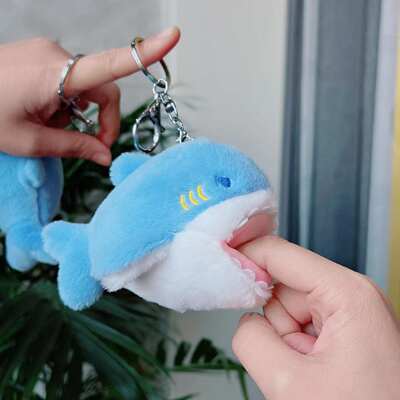 Tiktok cross-border popular shark whale simulation plush toy keychain pendant marine creature Ragdoll doll