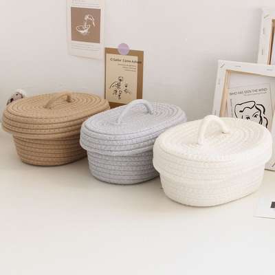 Desktop Dust-proof Storage Box Simple Handmade Cotton Throat Mobile Phone Cosmetics Sundries Storage Basket Snack Needle Storage Basket