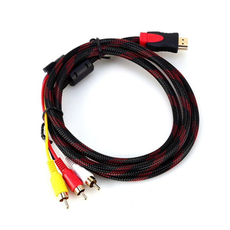 Gold-plated HDMI TO 3RCA red, white and yellow color difference cable with network HDMI TO AV TV set-top box Cable