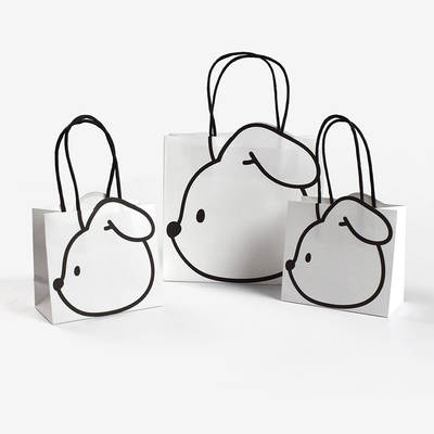 Korean cartoon children's birthday gift bag portable gift bag cute creative simple black and white rabbit gift bag in stock