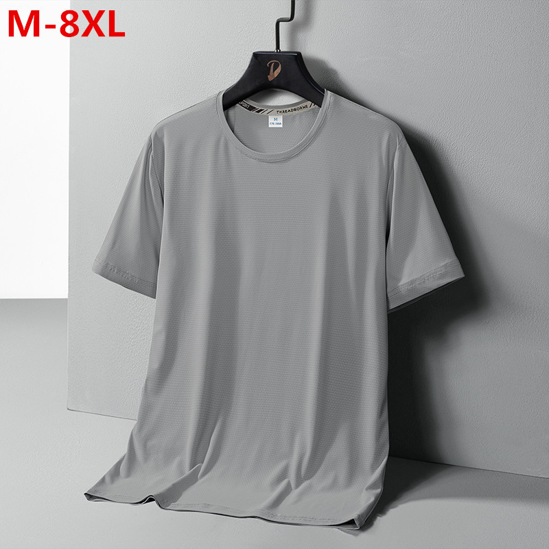 New Ice Silk quick-drying short-sleeved T-shirt men's summer Tide brand trend sports leisure round T-shirt a generation of hair