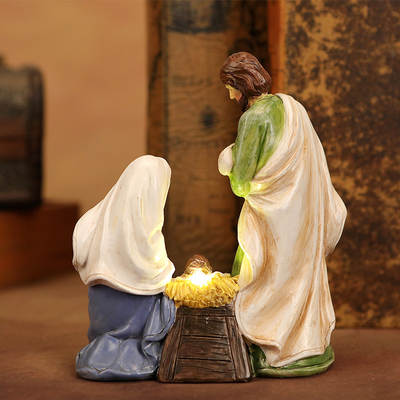 Cross-border Christmas Gift Birth Matte Group Ornaments Home Decorations Realistic Figure Statue Resin Crafts