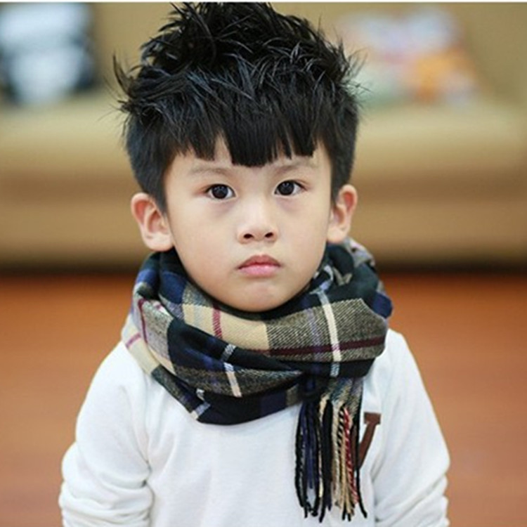 2022 Autumn and Winter Children's Cashmere Plaid Scarf Long Baby Thickened Warm Scarf Parent-child Shawl for Boys and Girls