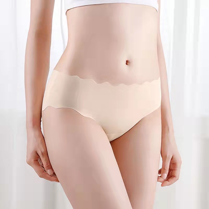 One-piece Ice Silk seamless mid-waist underwear women's wave hip lifting belly contracting pure sexy cute wholesale 313