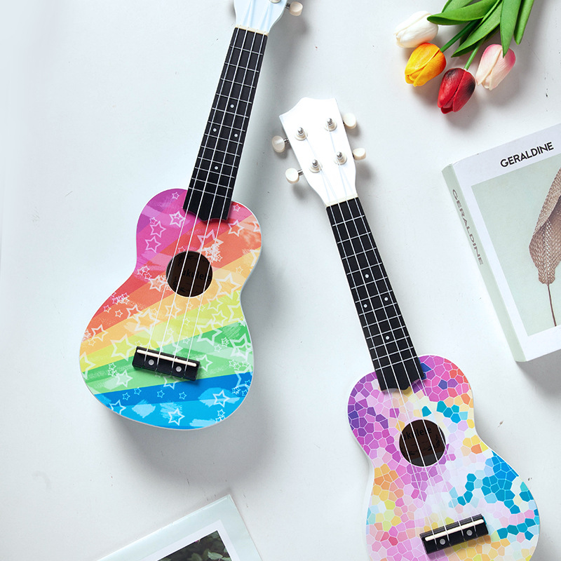 21-inch ukulele ukulele can play musical instrument color picture making small guitar gift ukulele cross-border
