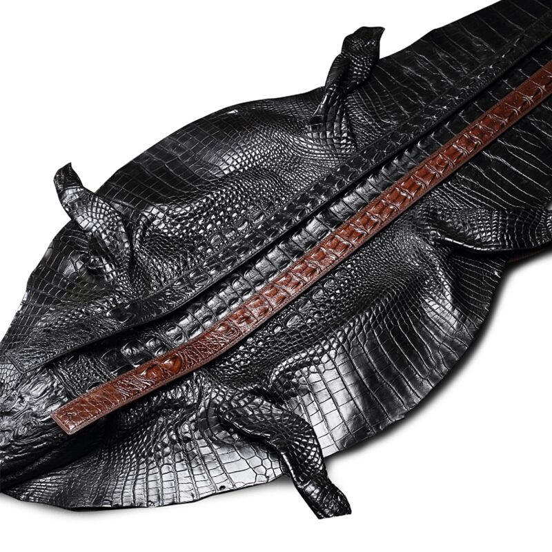 3.8cm Men's Unstitched Crocodile Bone Leather Belt Pin Buckle Leather Belt Men's Business Casual Belt