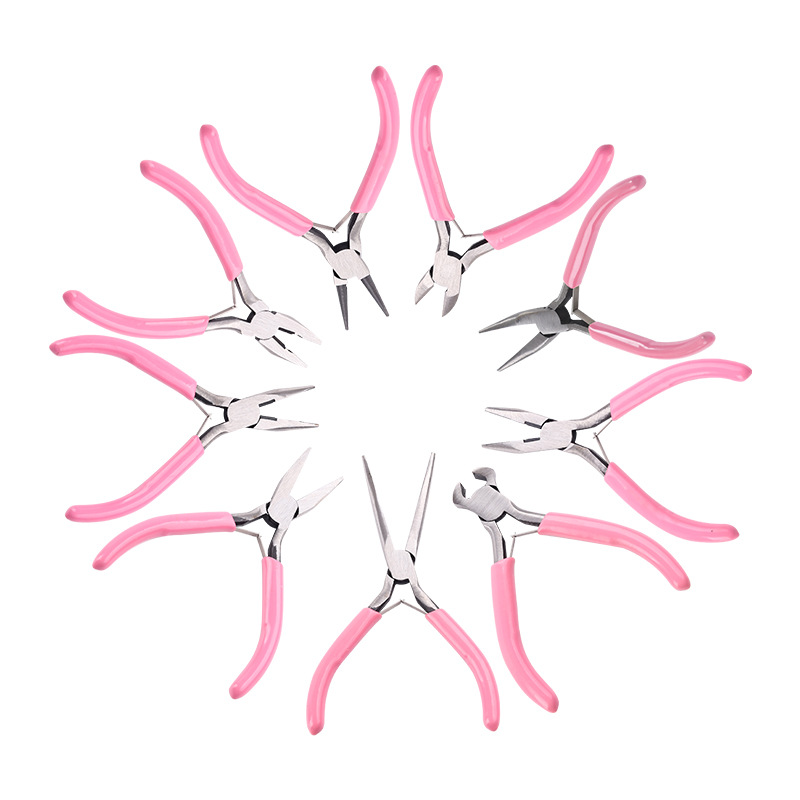 Pink mini pliers 9-piece set DIY jewelry jewelry tool pliers jewelry needle nose pliers mini tool pliers