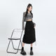 American Style Workwear Skirt Women's 2023 Summer High Waist A- Line Slimming Casual All-match Drawstring Split Mid-length Skirt