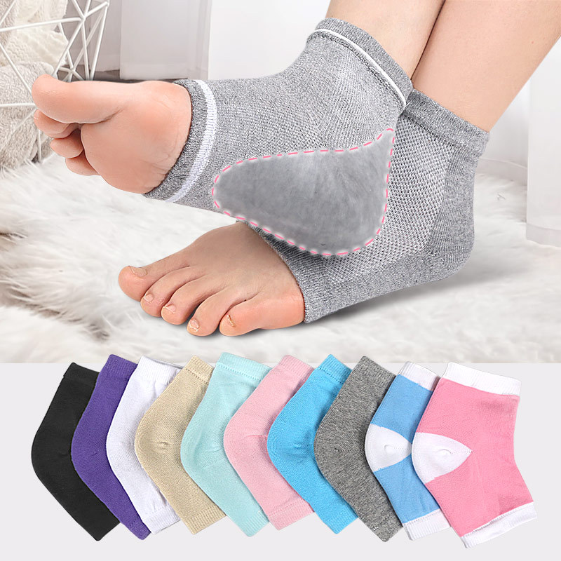 Gel heel anti-cracking socks mesh breathable cotton socks heel protection half silicone heel cover