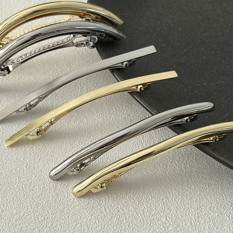Niche design metal hairpin texture summer simple all-match back head side clip spring clip hair accessories