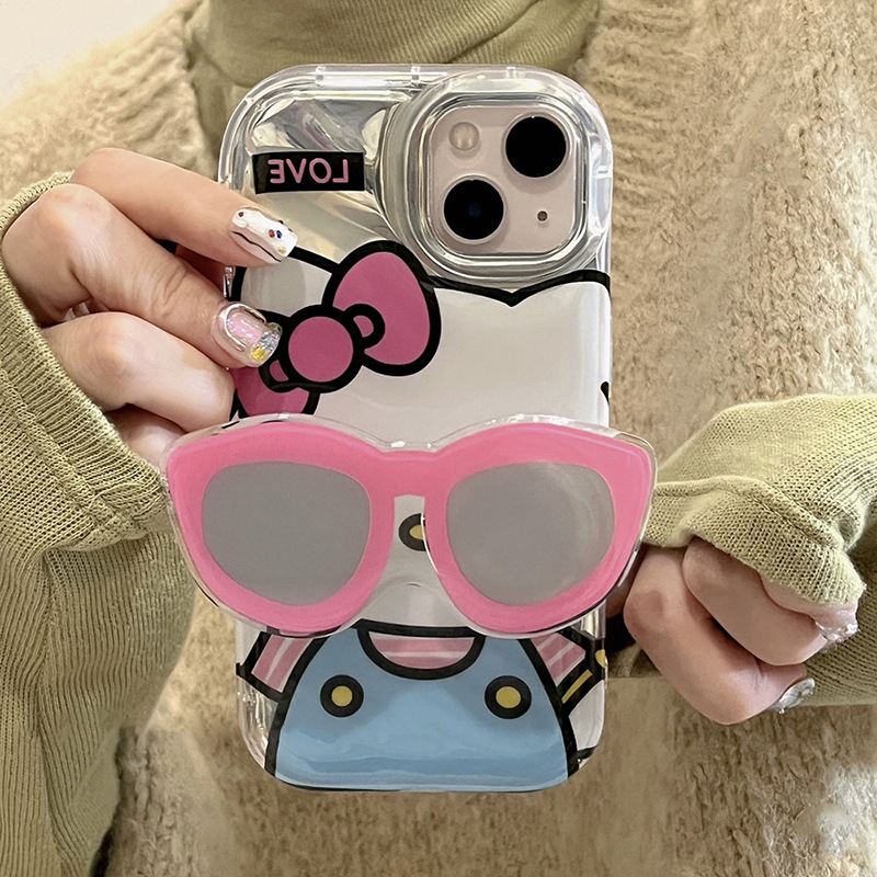 可愛酷炫墨鏡kt貓適用蘋果14手機殼iPhone13新款13promax軟12女11
