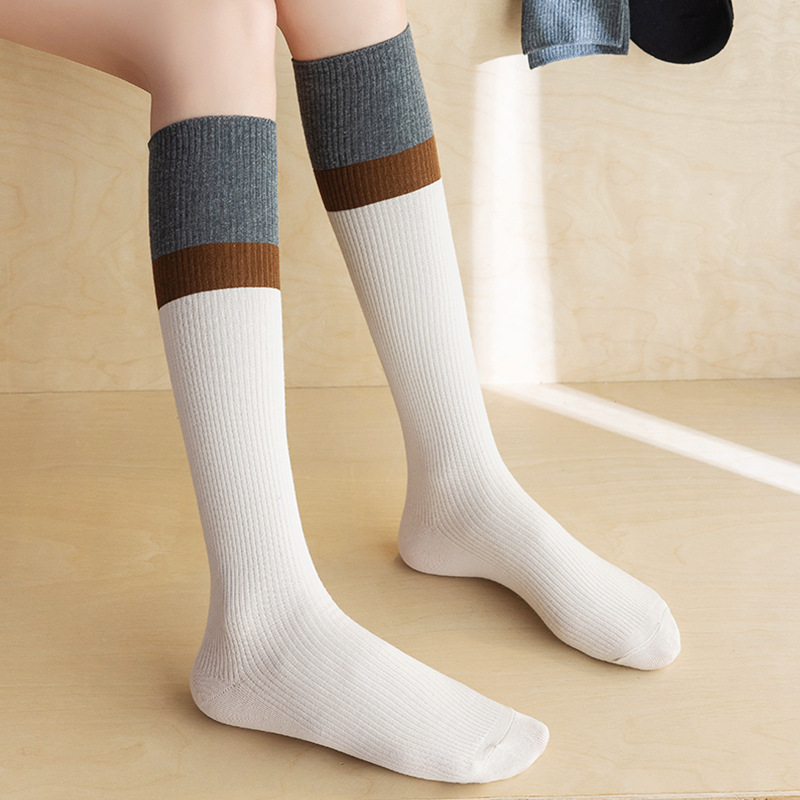 Color matching calf socks for women in spring and autumn warm deodorant but knee socks sports pressure slimming Zhuji socks