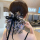Blue and purple floral ribbon grab clip
