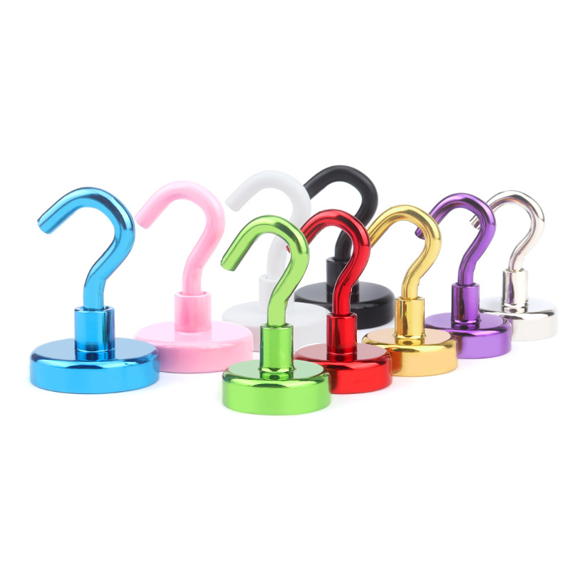 Factory direct supply NdFeB magnetic hook strong color magnet hook E16 metal plating color strong magnetic hook