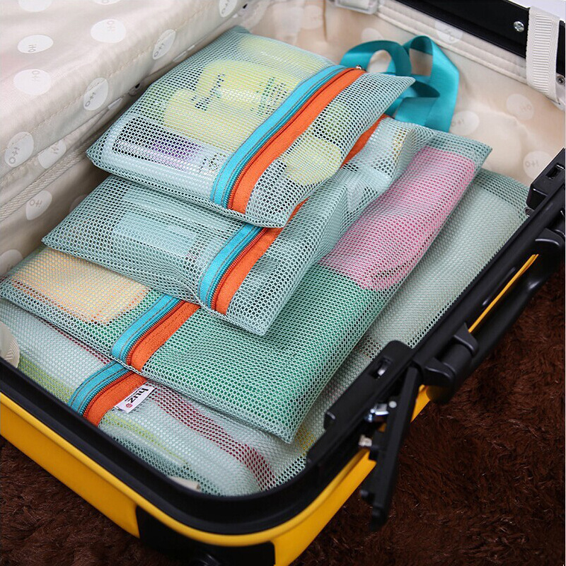 Liu Tao with multi-functional travel storage bag clothing classification grid four-piece set finishing net bag factory outlet