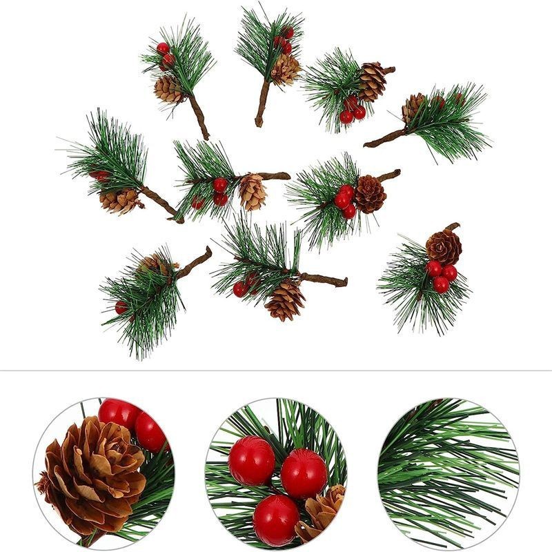 Amazon hot sale pine needle pine cone small bouquet Christmas Christmas tree decoration gift box DIY accessories photo props