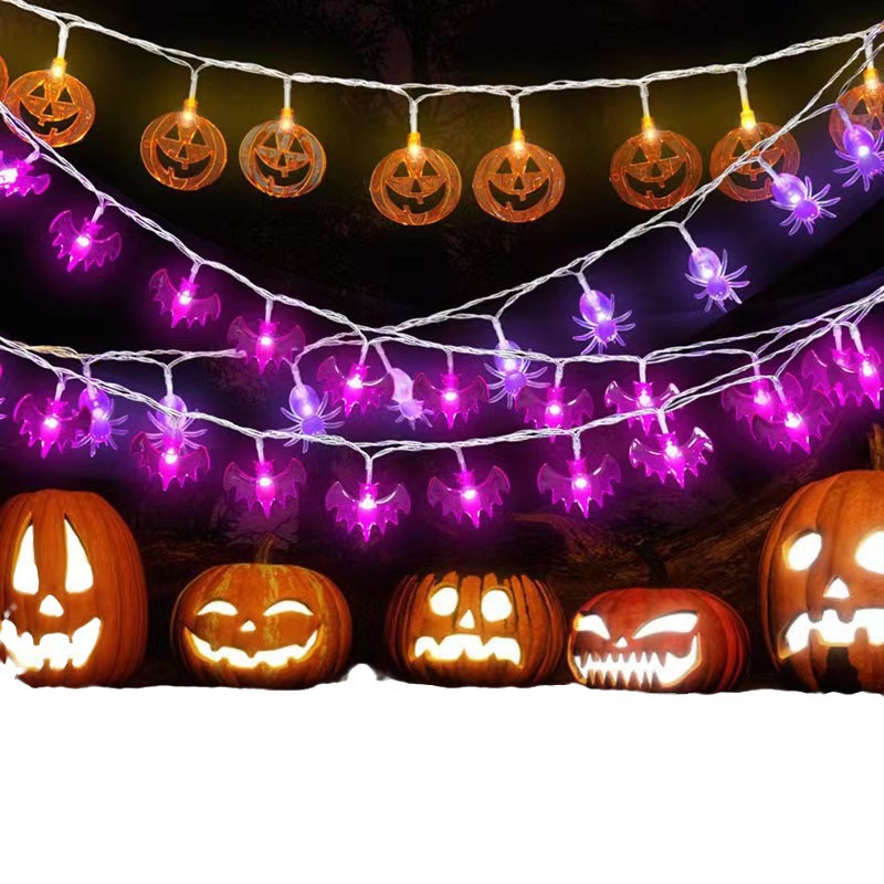 Colored lights cross-border pumpkin light string ghost ghost festival party Halloween String Light layout scene bat decoration String Light