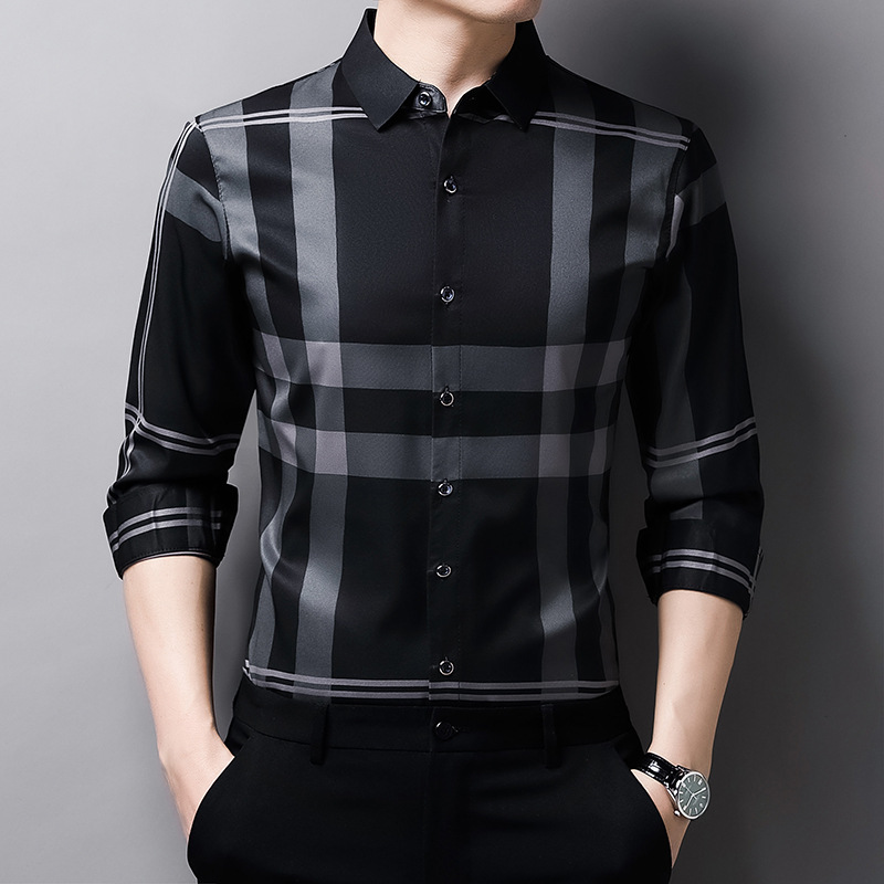 [Factory direct] 2022 Spring and Autumn Men's Long Sleeve Shirt Young and Middle-aged Leisure Fashion Breathable Striped Shirt