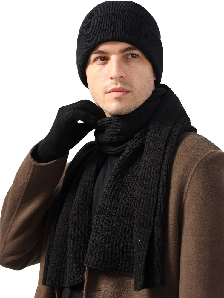 New Winter Korean Style Solid Color Imitation Cashmere Scarf Men's Scarf Korean Style Simple Men's Warm Thickened Wool Scarf