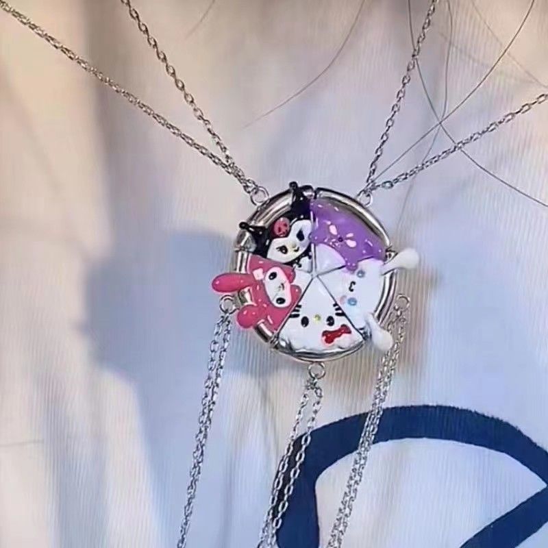 Trembling with Sanrio Series Necklace Women's Cute Soft Sister Cartoon Baku Yugui Dog Pendant for Girlfriend Gift