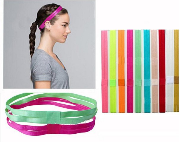 European and American popular elastic candy color elastic hair band yoga headband double anti-slip glue sports running hair band