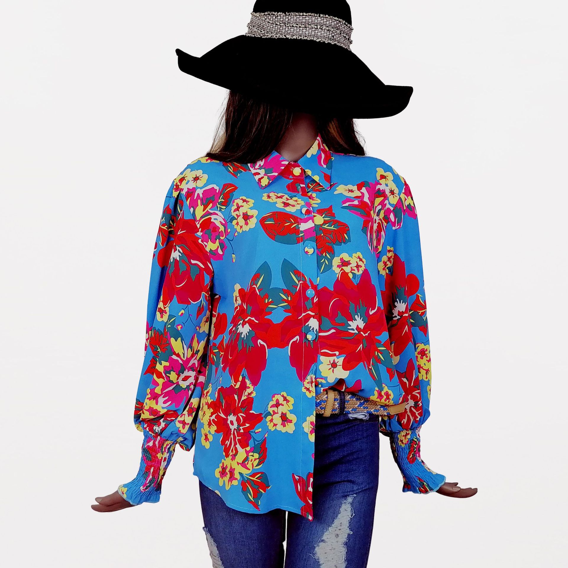 2023 Amazon AliExpress Independent Station Cross-border Europe and America Explosions Long Sleeve Printed Women's Shirt Spring and Autumn Jacket