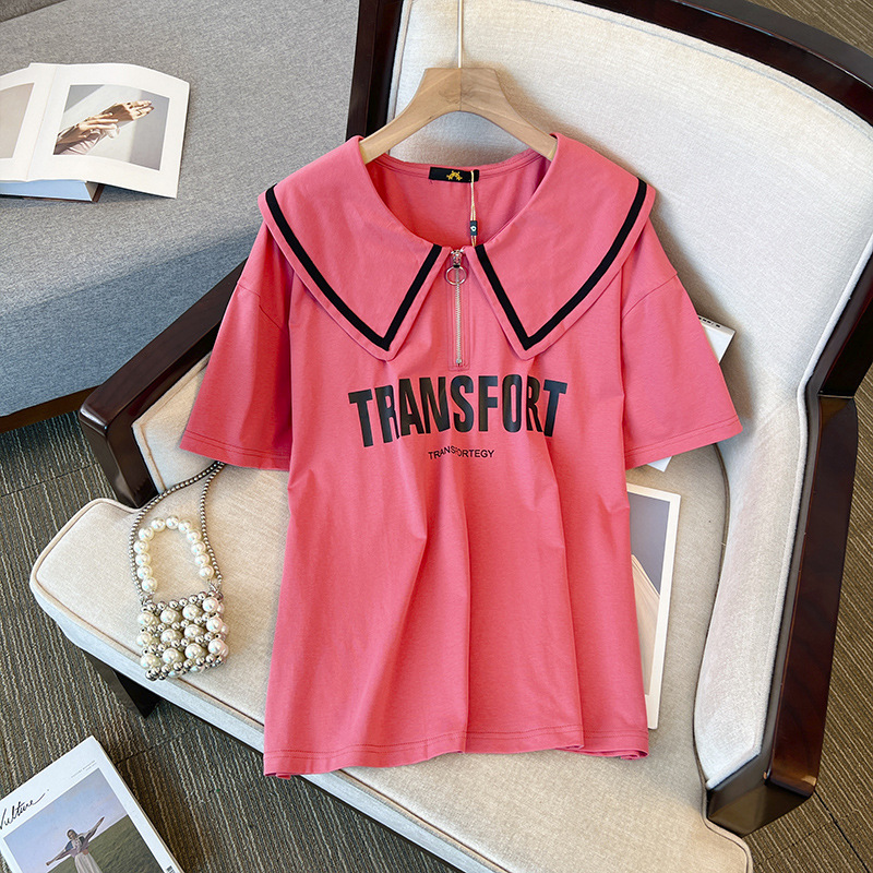 60.00 kg-175.00 kg chubby girl plus size women's clothing fat sister short sleeve casual T-shirt top women 2024 spring and summer new