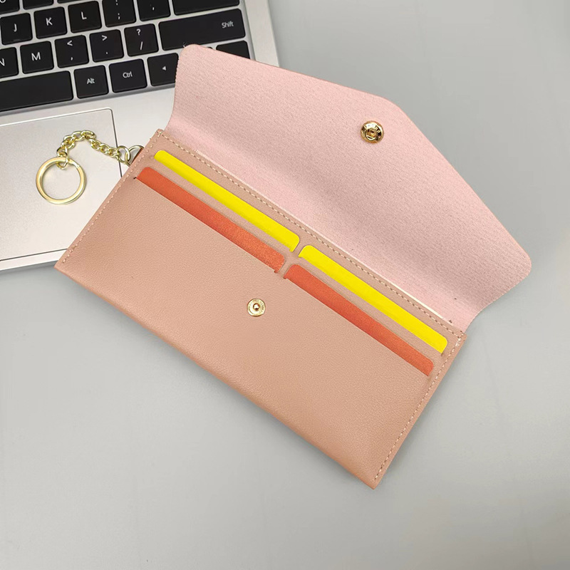 New Portable Women's Long Wallet Women's Hand Wallet Multi-Card Snaps Fashion Mobile Phone Bag Solid Color All-Match_voghion.com
