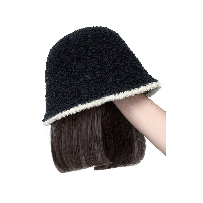 Wig Hat Women's Short Hair One-piece Internet Popular New Fashion Autumn and Winter Wool Fisherman Hat with Hair Natural Full Head Cover