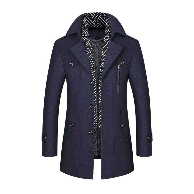 Autumn and winter Business Men's wool coat iron-free cotton scarf woolen coat coat men's woolen coat wholesale