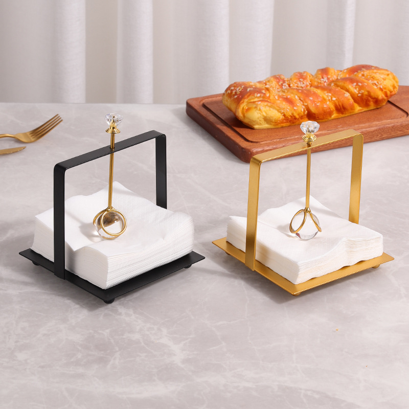 Light luxury metal tissue holder Creative Square tissue press paper holder simple restaurant hotel countertop tissue holder decoration