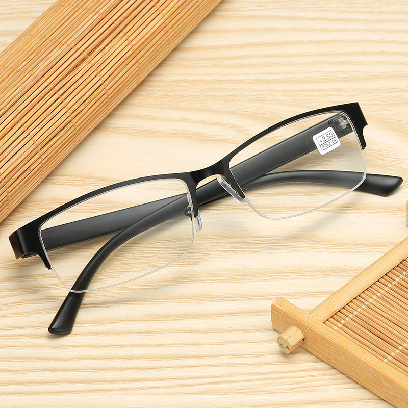 Business half frame hanging silk reading glasses men's 150/200/250 genuine middle-aged old reading glasses