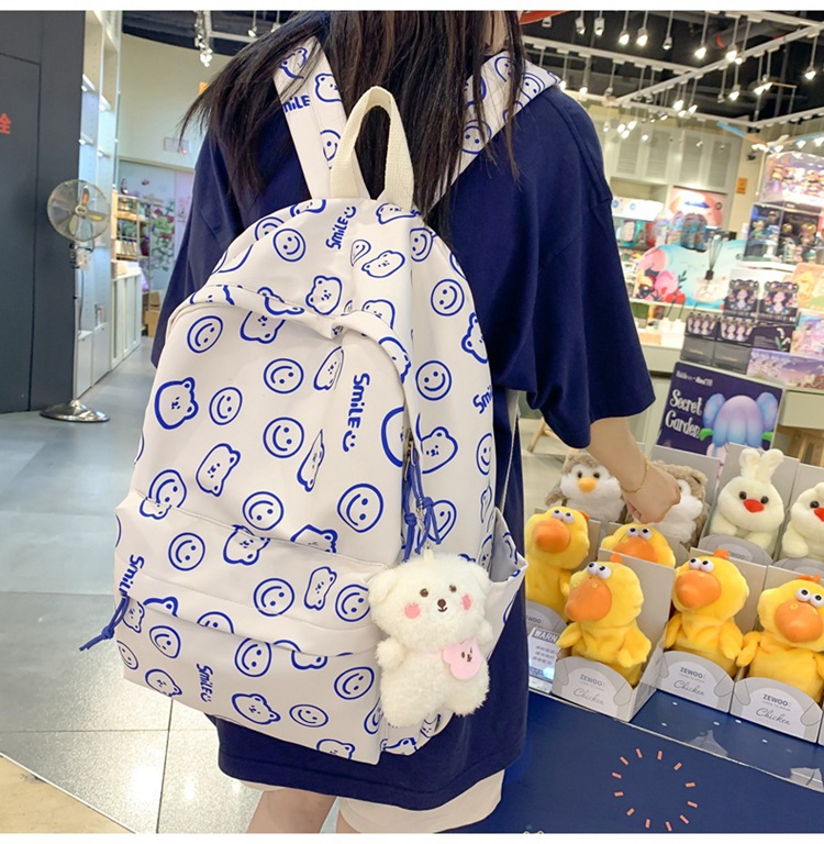 New Style Small Fresh Smiley All-match Backpack Korean Style Mori Style Large Capacity Student Schoolbag