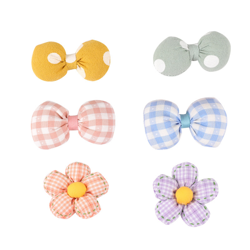 White lattice flower head jewelry accessories diy fabric cute wave bow brooch bag pin accessories wholesale