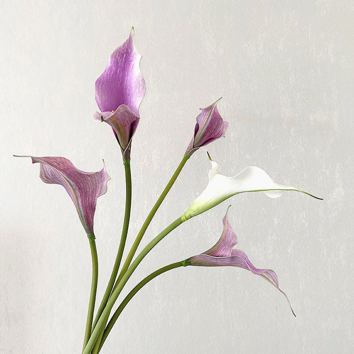 Light luxury artificial flower single Taro EVA niche retro double core Calla Lily photography props decorative floral art