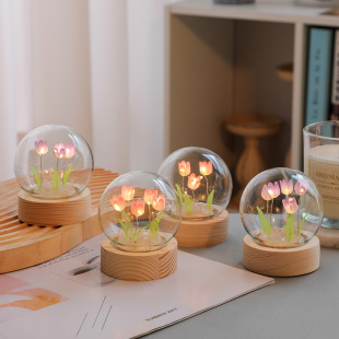 Tulip Mini Nightlight Handmade DIY Creative Lantern Holiday Gift Decoration for Friends and Classmates