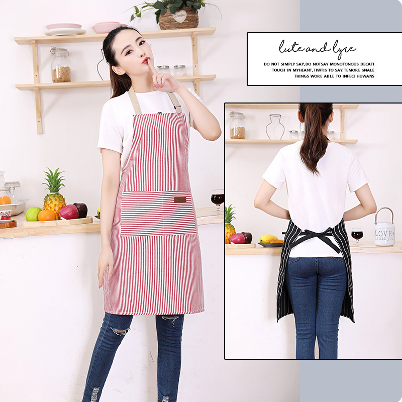 Factory in stock apron household cotton and linen printing advertising restaurant foreign trade custom small batch kitchen apron wholesale