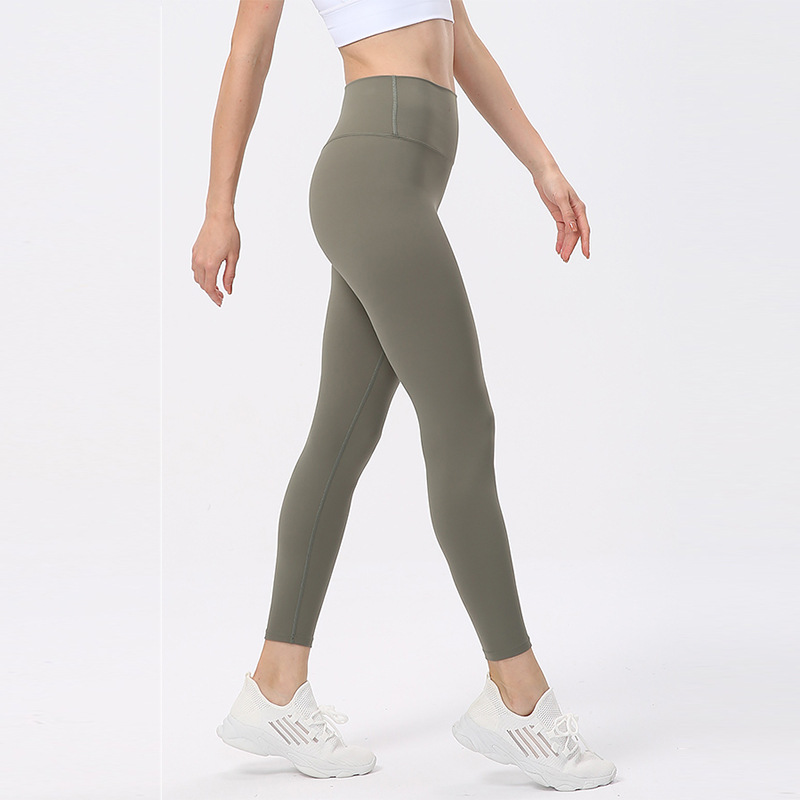High Waist Hip Lifting Yoga Pants Women's No Embarrassment Line Antibacterial Naked Tight Pants Summer Thin Peach Hip Sports Pants