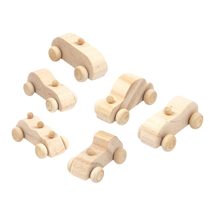 Children's wooden log color graffiti mini car kindergarten hand-painted diy painting wooden toys