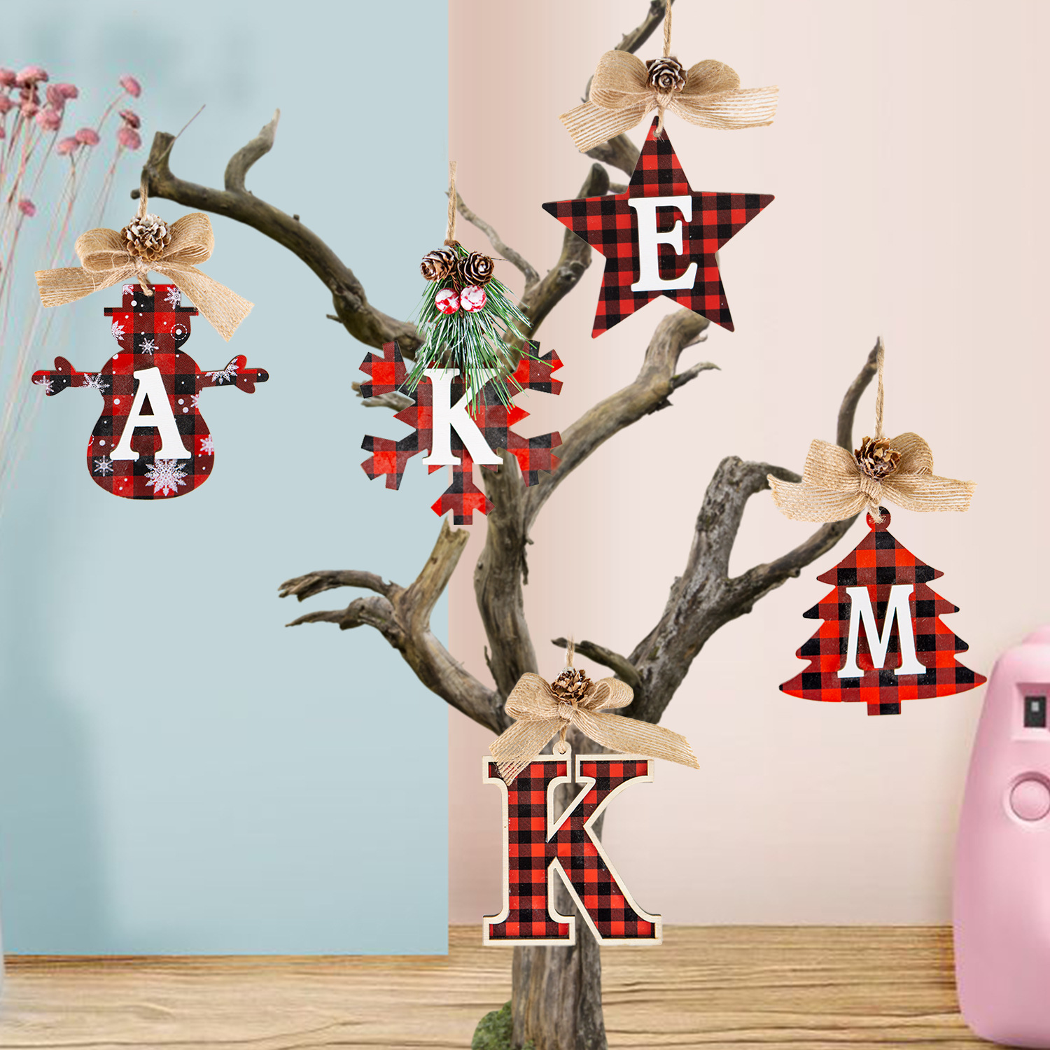 Creative wooden crafts small pendant Christmas gift Christmas decoration stitching wood products hanging decoration manufacturers wholesale