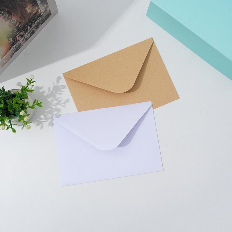 Simple Retro Kraft Paper Envelope White Greeting Card Time and Space Love Letter Envelope Bag Postcard Invitation Letter Storage Bag