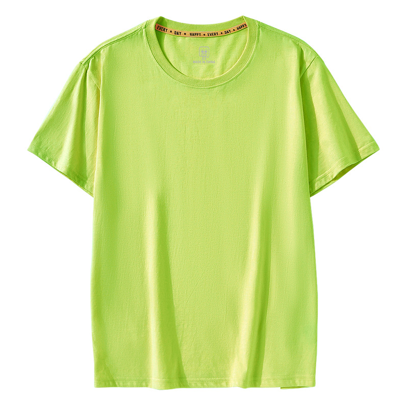 Pure color parent-child wear 2023 new summer short-sleeved printed logo primary school student activity clothes class clothes T-shirt group clothes