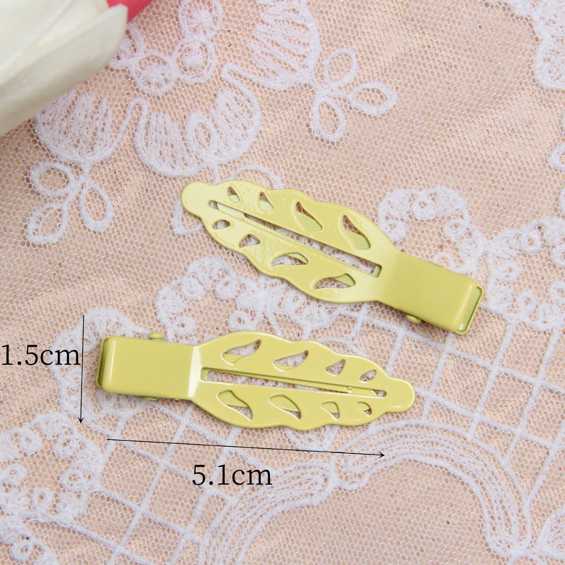 5.1cm high quality leaves hairpin wholesale electroplated seamless hairpin bangs clip DIY hairpin material accessories