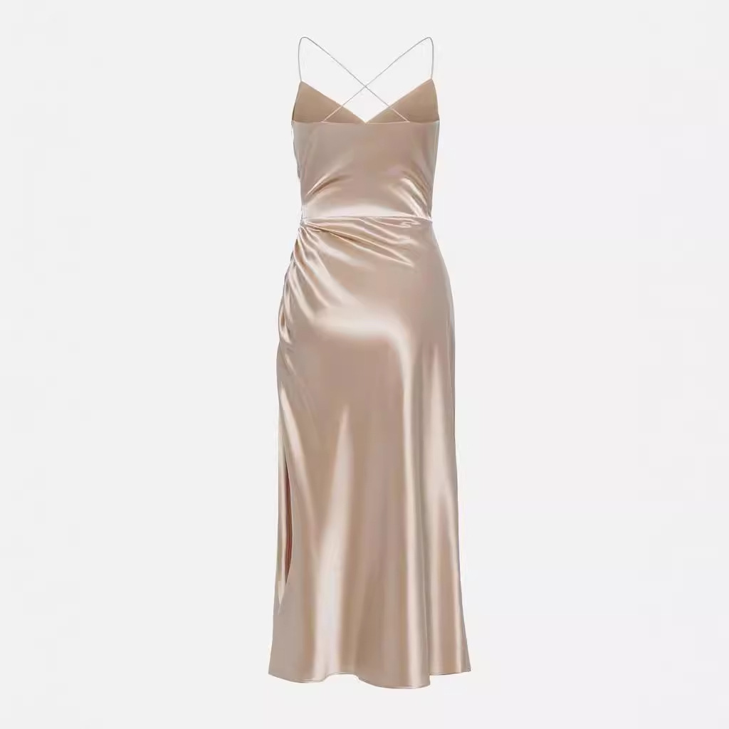 GY2356 fashion sling backless sexy slit dress dress European and American cross-border
