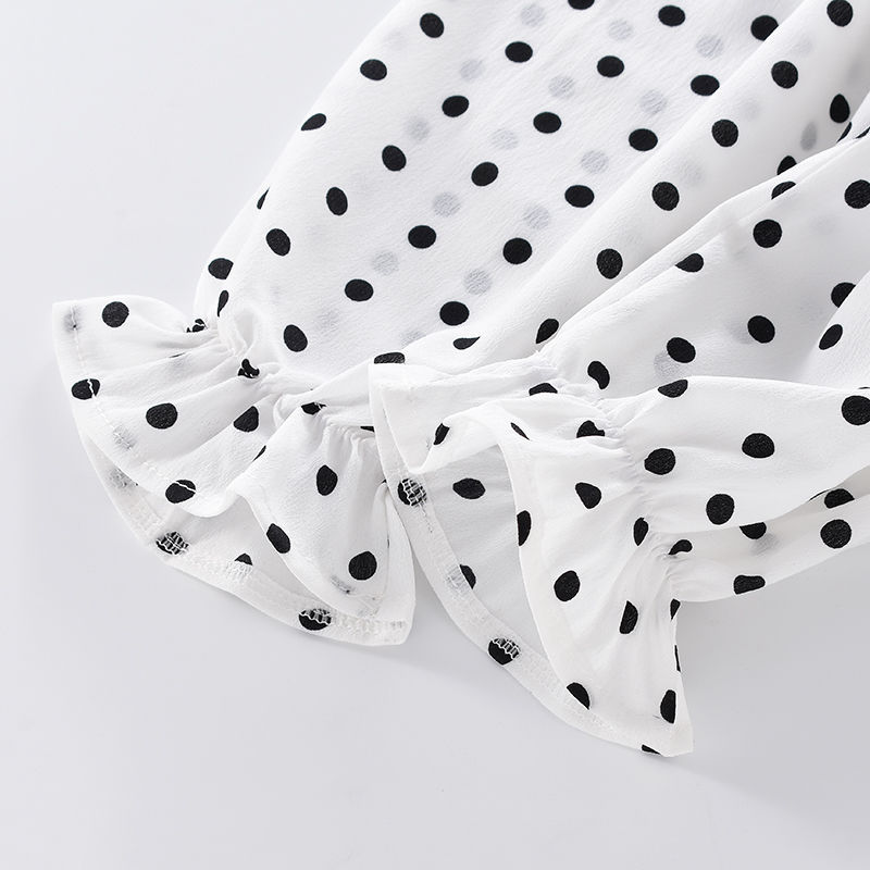 Girls' Sling Set Children's Summer Wear Korean Style Girls' Wave Dot Sling 2024 New Chiffon Set Baby Children's Wear
