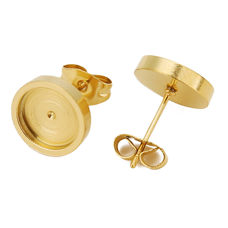 Stainless steel lathe earring holder 6-12mm European and American time gem earring accessories with ear plug diy earring accessories