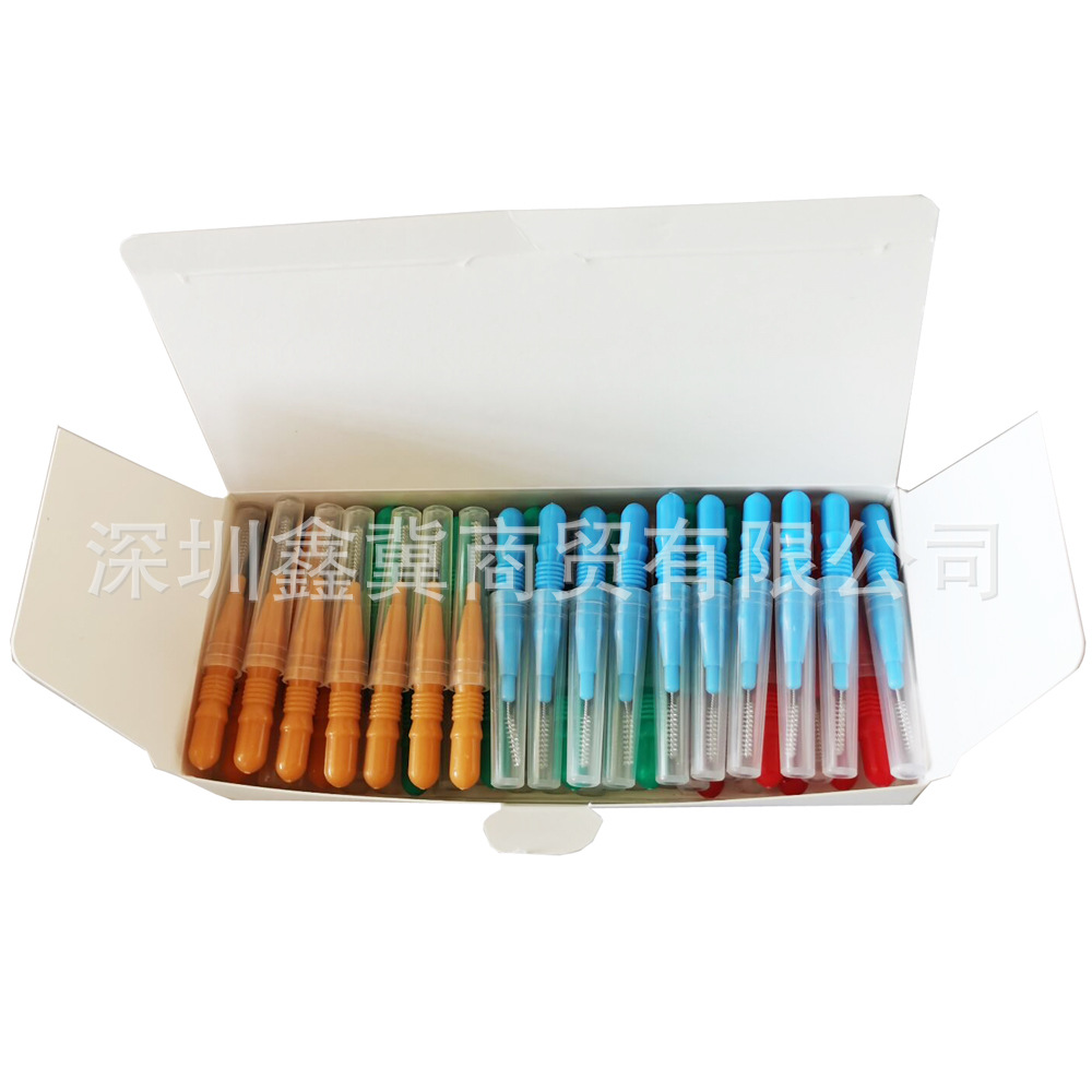 50 5-color box 0.7-1.2mm color interdental brush orthodontic interdental brush interdental brush denture cleaning brush