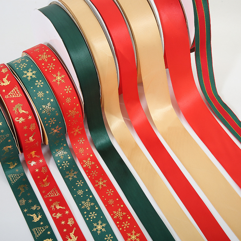 Christmas decoration bronzing ribbon spot wholesale elk Christmas tree decoration Ribbon gift wrapping ribbon