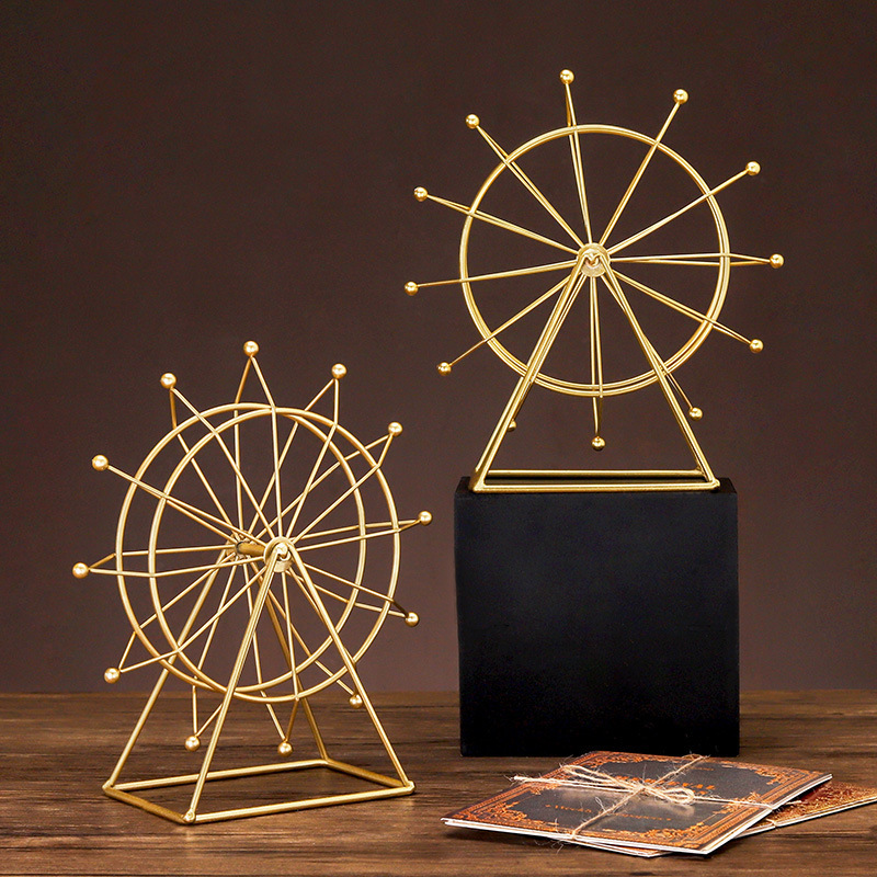 European-style Iron Metal Rotating Ferris Wheel Decoration Office Desktop Living Room Wine Cabinet TV Cabinet Decoration Decoration